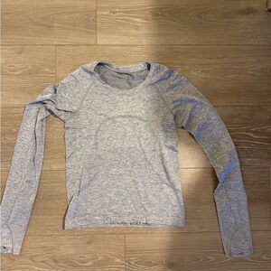 Gray Long Sleeve Athletic Top